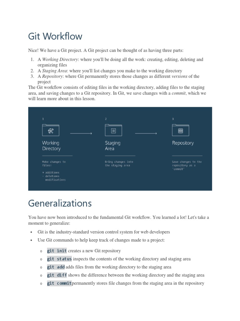 Git Workflow: Git Init Git Status Git Add Git Diff Git Commit | PDF ...