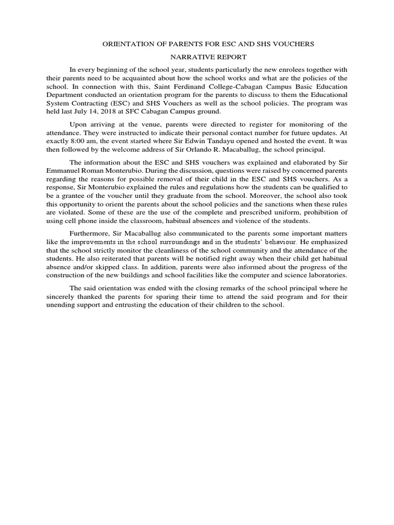 Parents Orientation on ESC and SHS Vouchers | PDF | Social Institutions ...
