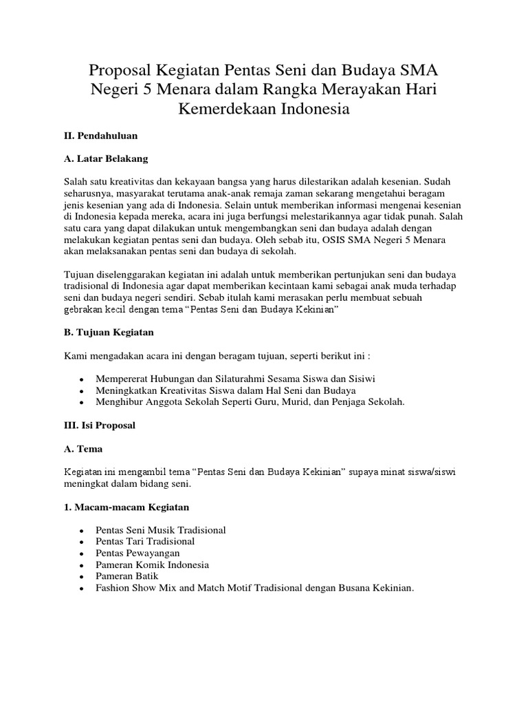 Contoh Proposal Seni Tari Mosaicone