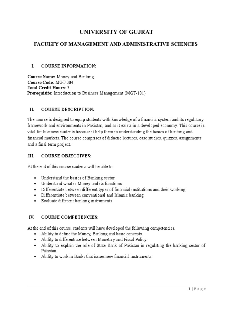 Money and Banking Mgt304 PDF Money Banks