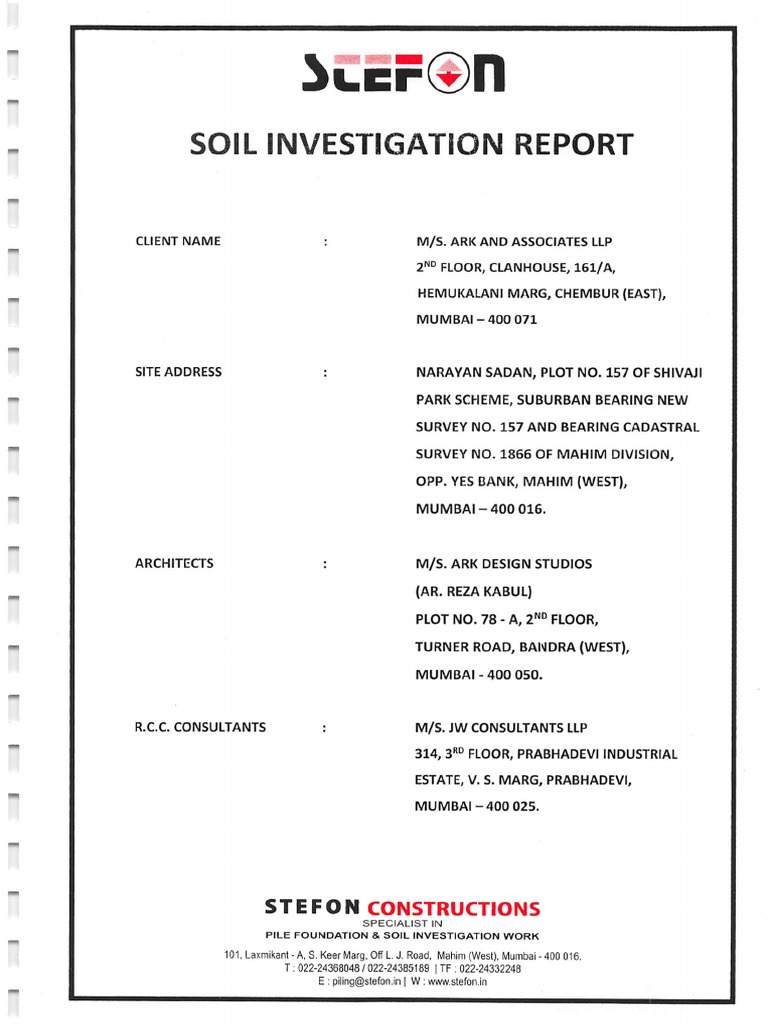 Soil Investigation Report - PDF | PDF
