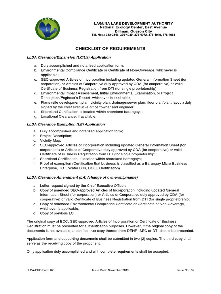 LLDA Clearance And Permits Requirement Government Information 