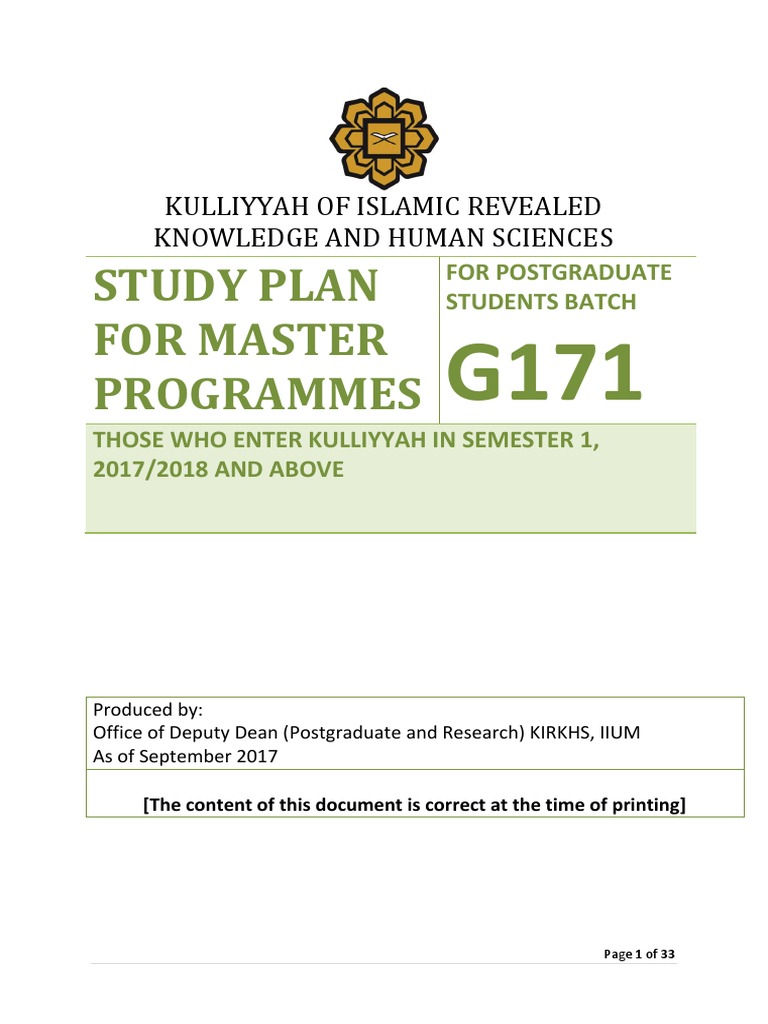 Study Plan For Master Programmes 2017 | PDF | Thesis | Linguistics