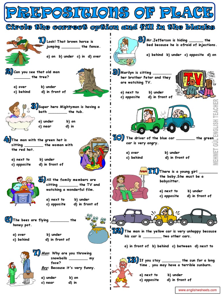 4 Ficha de Trabalho Prepositions of Place 2 | Download Free PDF | Leisure