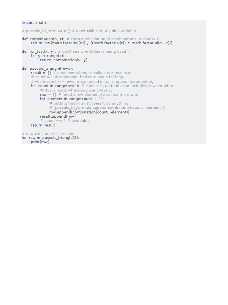 Generate Pascal's Triangle in Python | PDF