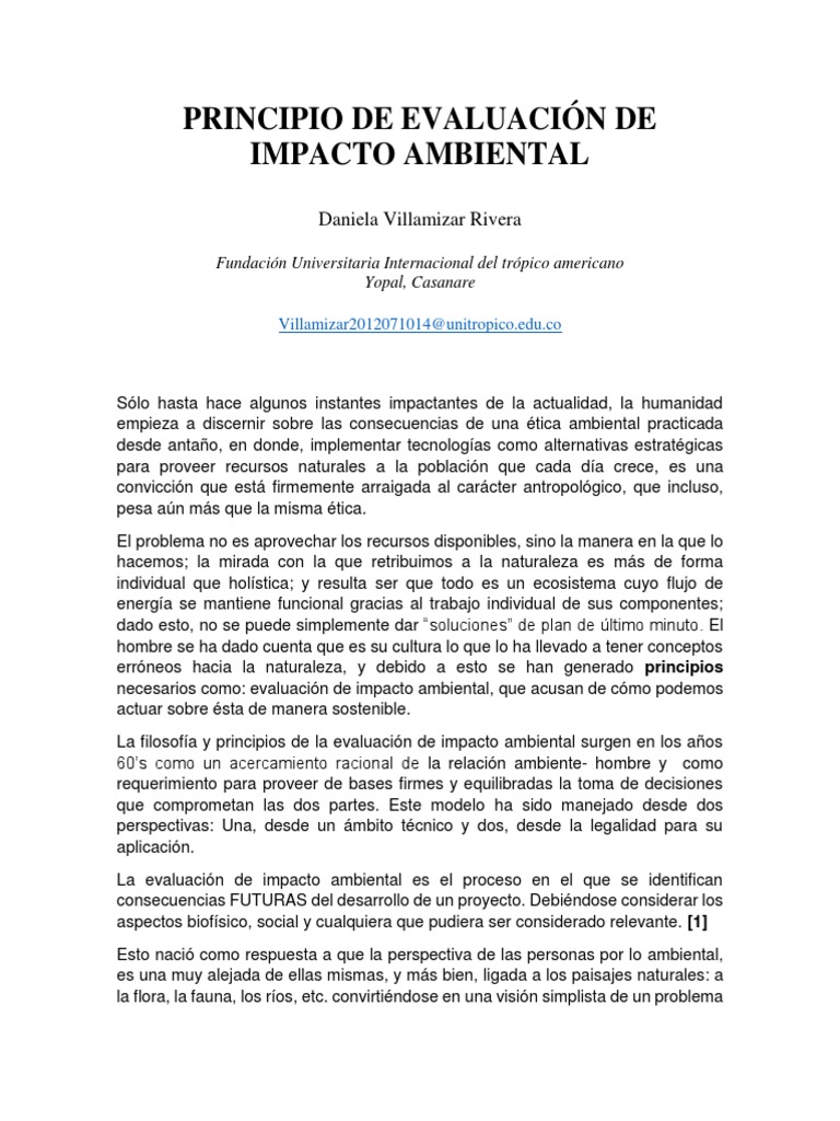 Evaluación de Impacto Ambiental en Proyectos | PDF | Evaluación de ...