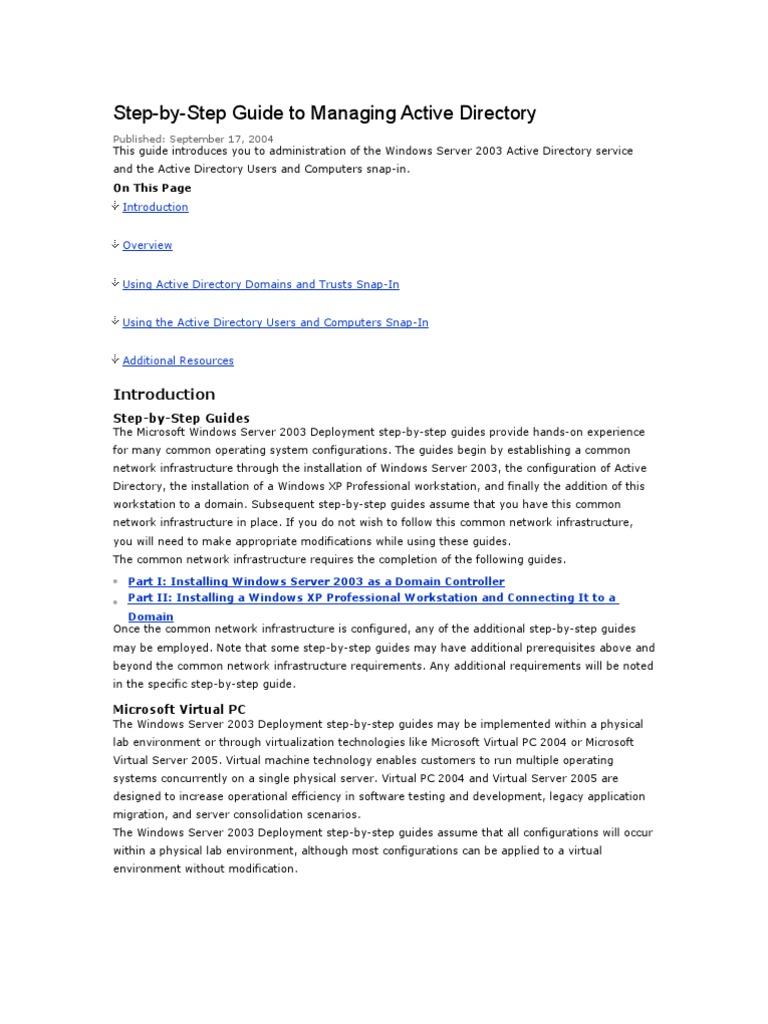 Step by Step Guide To Managing Active Directory | PDF | Active ...
