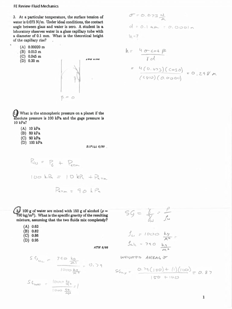Fluid Mechanics Problem Solutions | PDF | Reynolds Number | Pressure