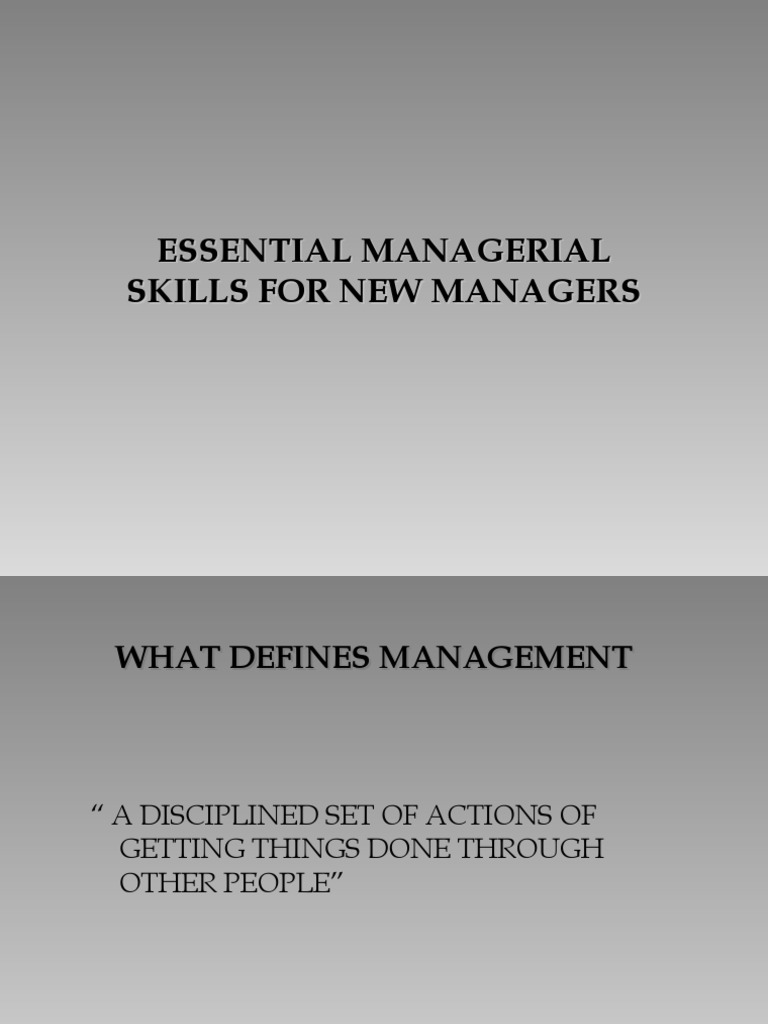 Essential Skills For A New Manager | PDF | Public Toilet | Goal