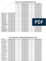 Ms. Westbrook's 1st Period Bathroom Pass Log