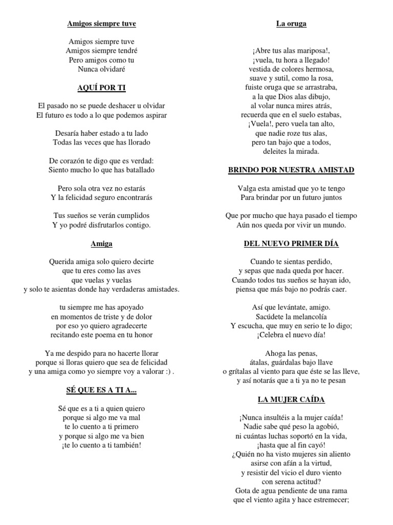 Poemas de Amistad | PDF | Amor | Naturaleza, image size:768x1024