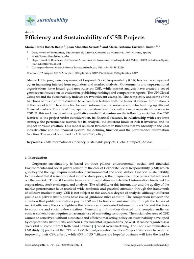 Sustainability 09 01714 | PDF | Corporate Social Responsibility | Stock ...