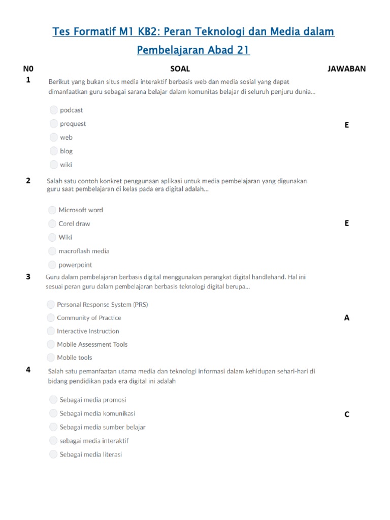 Soal Tes Formatif Kb 3 M1