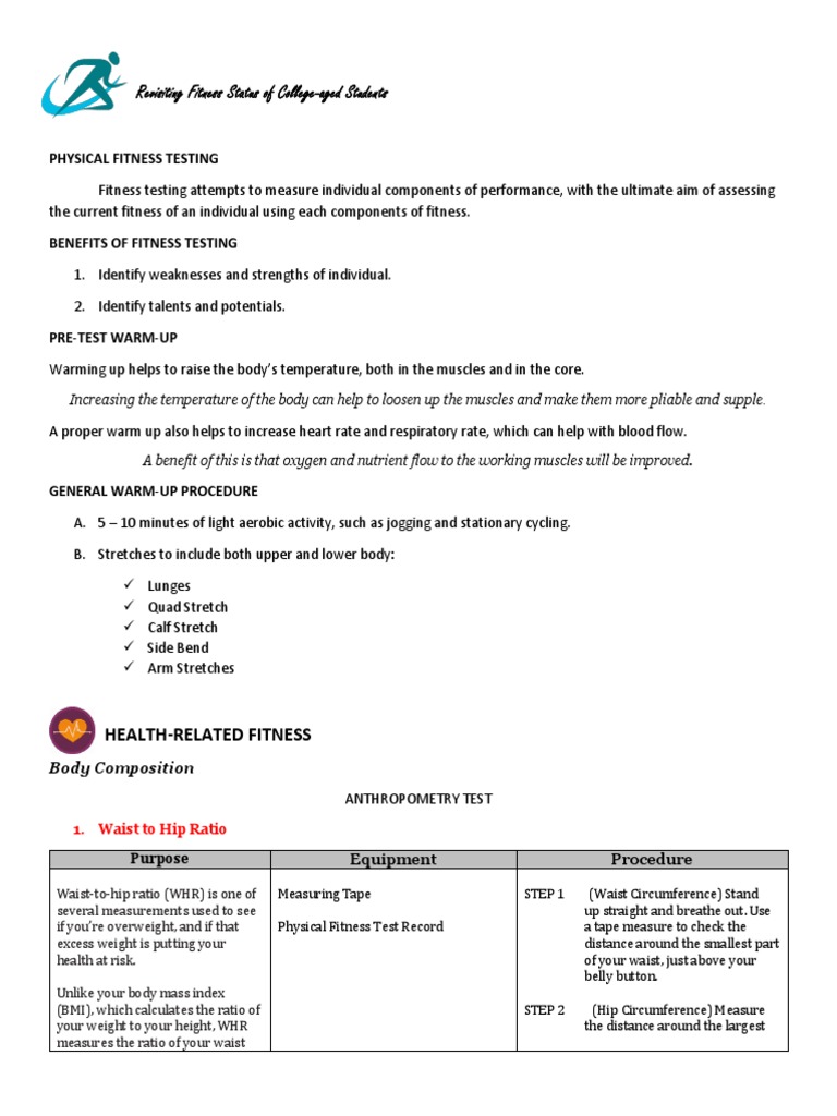 College Fitness Assessment Guide | PDF | Body Mass Index | Body Shape