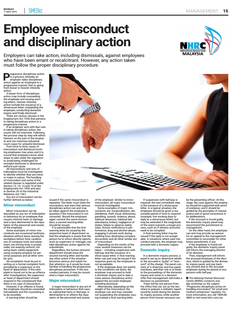 Employee Misconduct Pdf Misconduct Employment