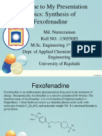 Wellcome To My Presentation Topics: Synthesis of Fexofenadine