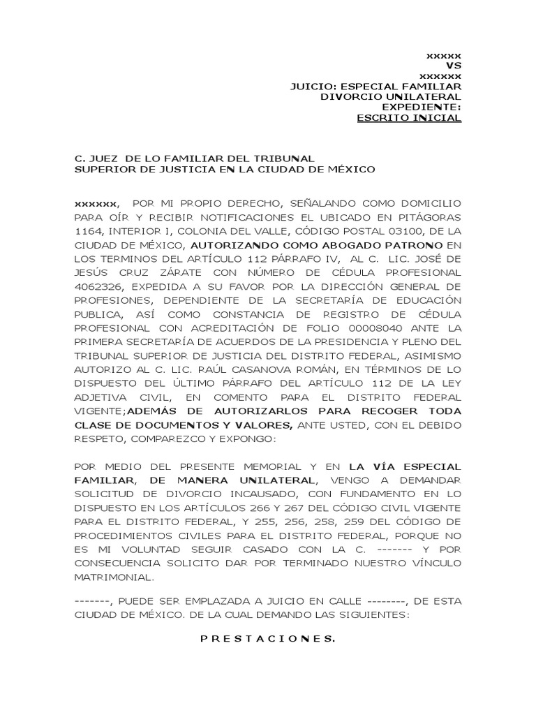 Divorcio Unilateral Pdf