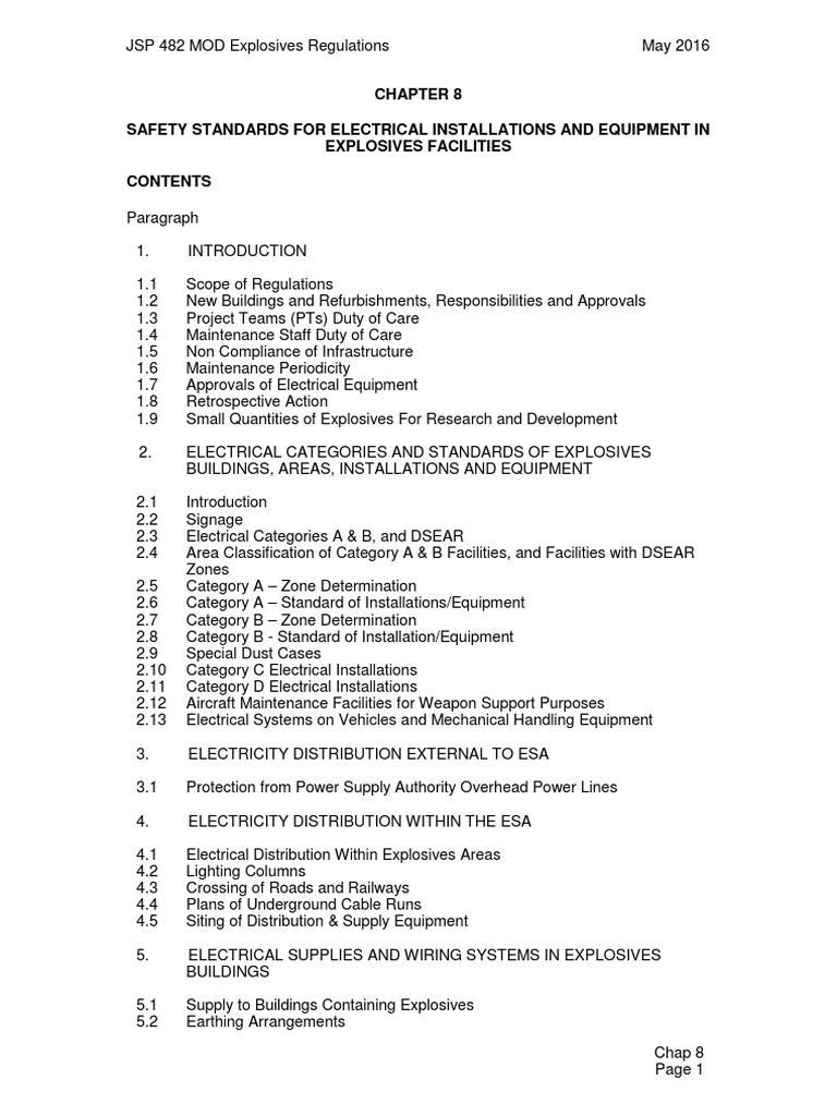 JSP 482 Mod Explosives Electrical Safety | PDF | Electrical Wiring | Nature