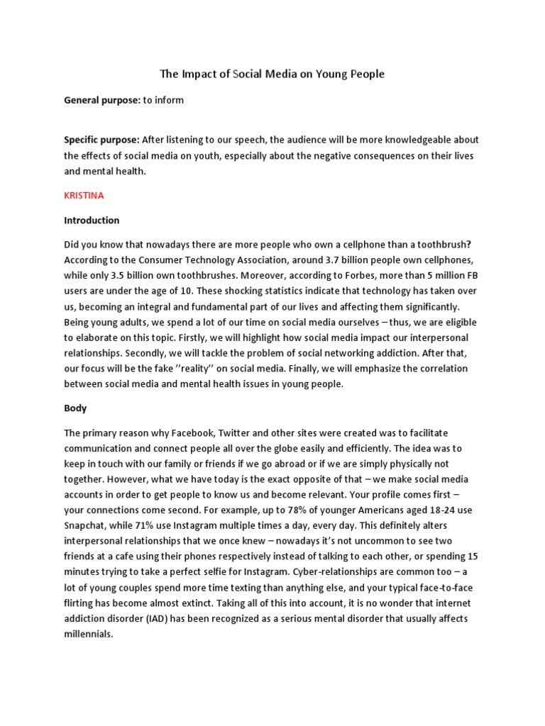 The Impact of Social Media On Young People | PDF | Social Media ...