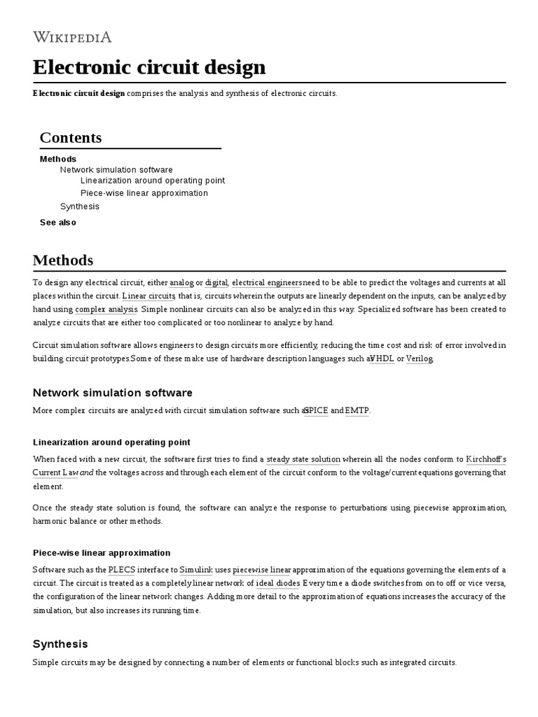 Electronic Circuit Design PDF Electrical Network Electronic Design