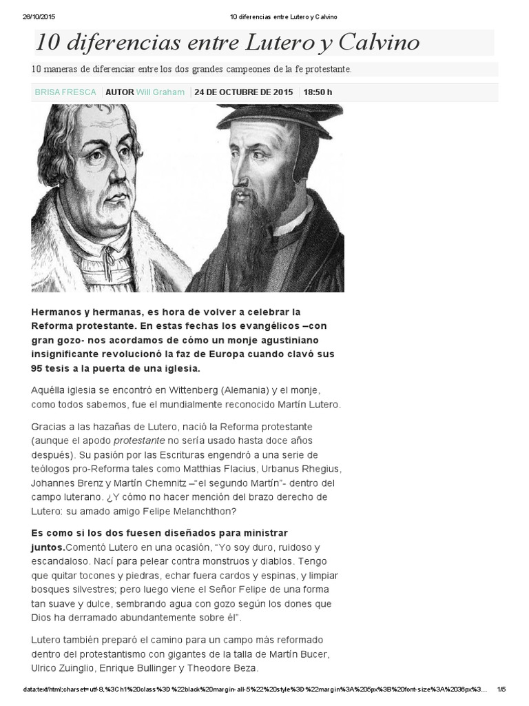 Diferencias entre Lutero y Calvino | PDF | Martin Luther | John Calvin
