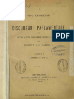 Discursuri Parlamentare Cu Priviri Asupra Desvoltării Politice A Romaniei Sub Domnia Lui Carol I. Volumul 1 - 1866-1876 PDF