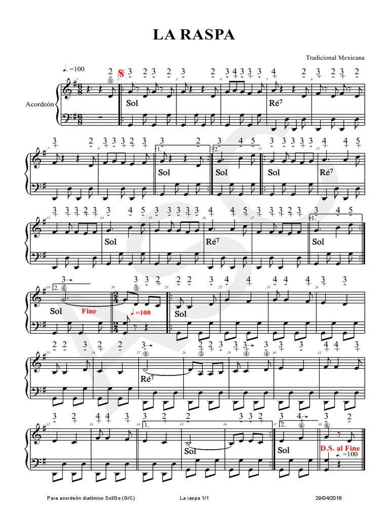 LA RASPA Partitura Completa PDF Deportes Ocio