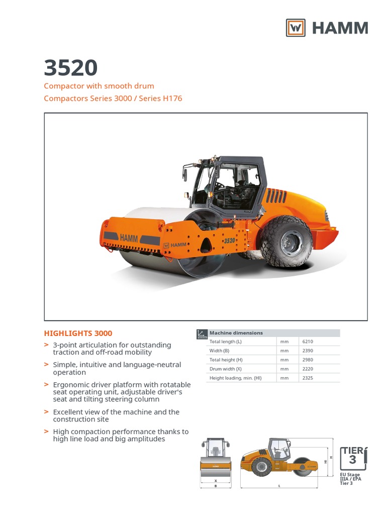 Compactor With Smooth Drum Compactors Series 3000 / Series H176 | PDF ...