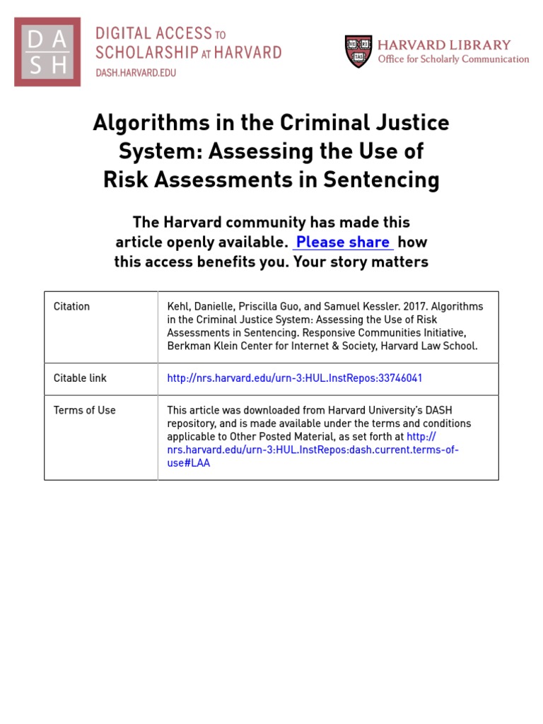 Sentencing Risk Algorithms Analysis | PDF | Rehabilitation (Penology ...