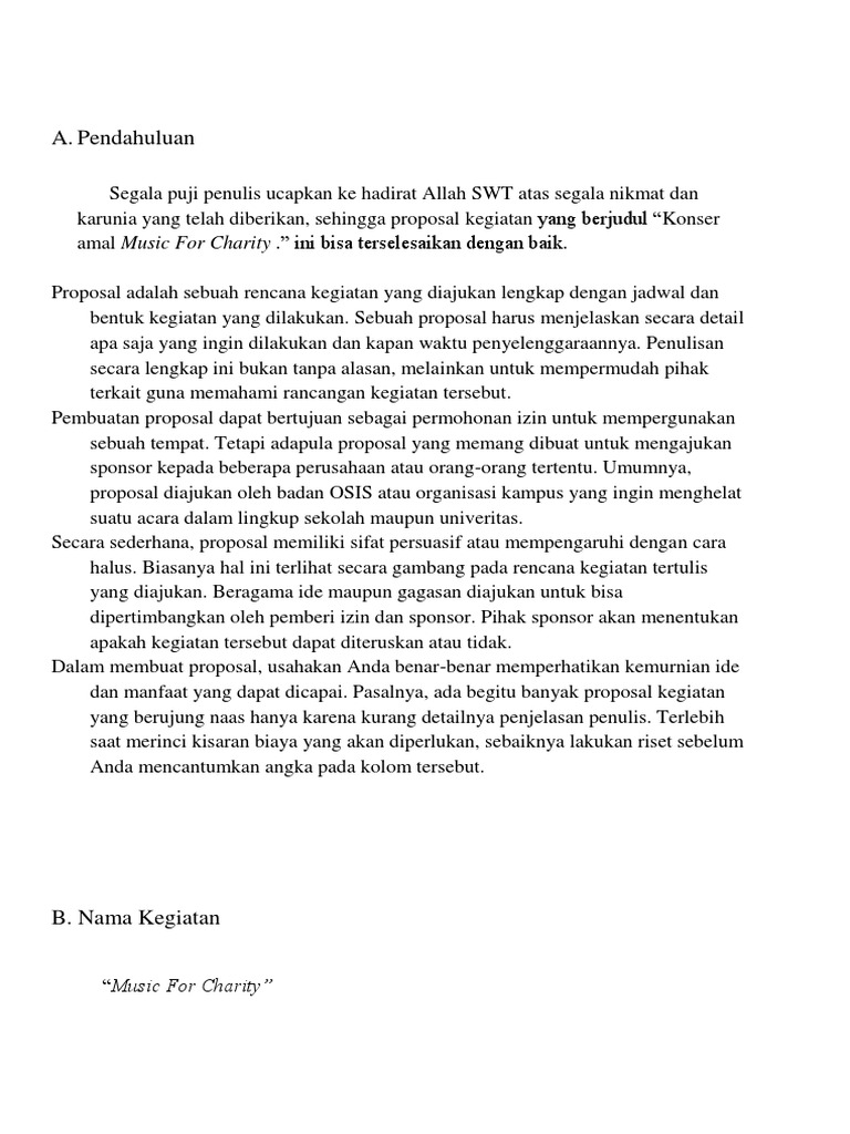 Contoh Proposal Konser Amal Bencana Alam
