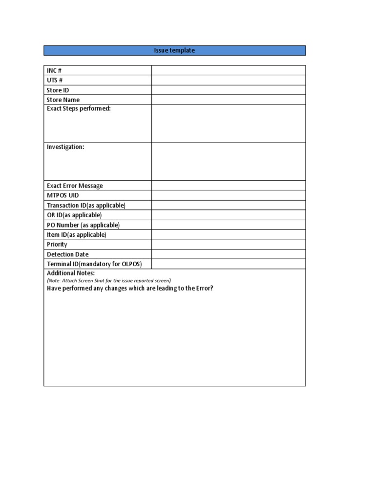 Issue Reporting Template for Transactions | PDF | Games & Activities ...
