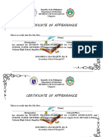 Certificate of Appearance: Republic of The Philippines Department of Education Division I of Pangasinan Lingayen