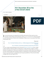 Pope Benedict XVI - December 25 As The Historical Date of The Christ's Birth - Taylor Marshall