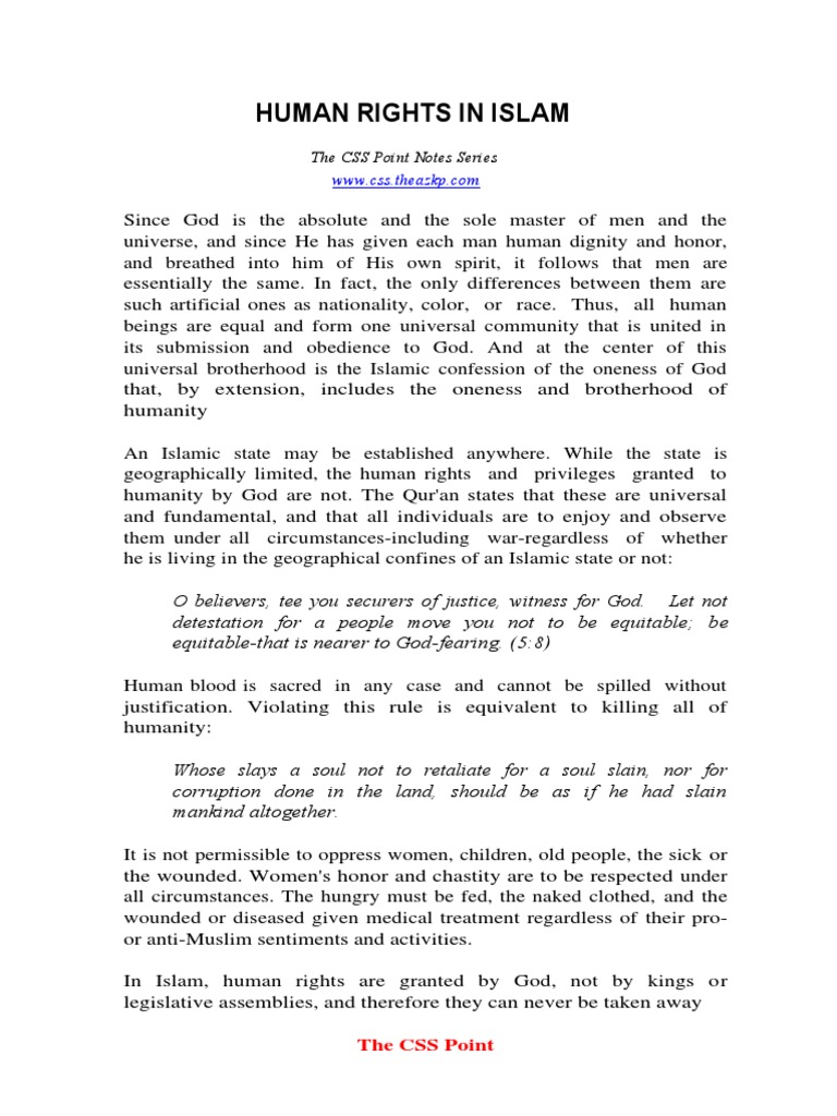 Human Rights in Islam | PDF | Quran | Islam