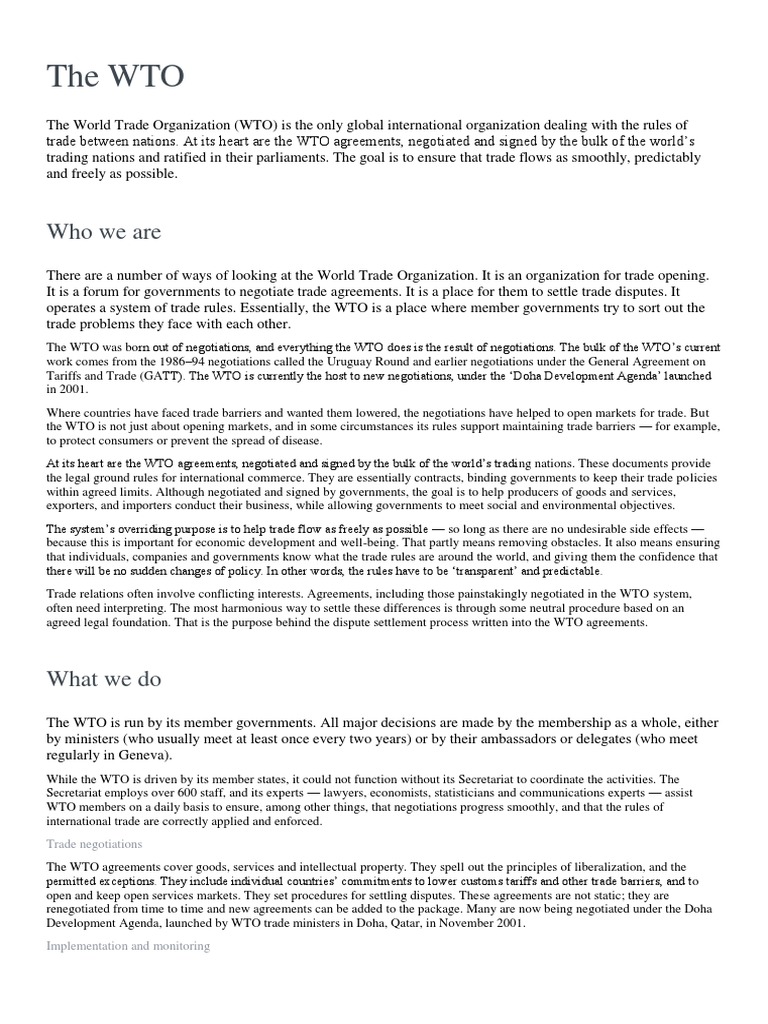 The Wto: Who We Are | PDF | World Trade Organization | Foreign Policy
