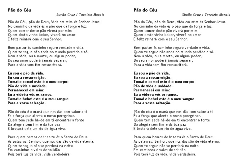 Pão Do Céu - Letra | PDF | Céu | Imortalidade
