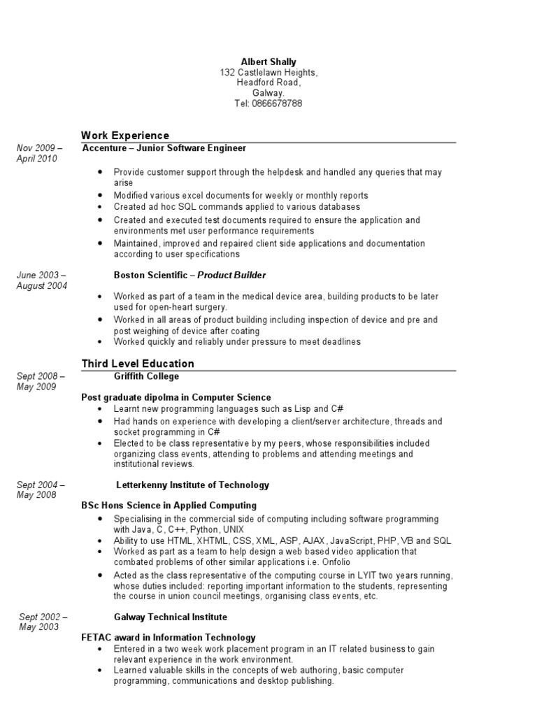 Albert Shally's Software Engineering CV | PDF