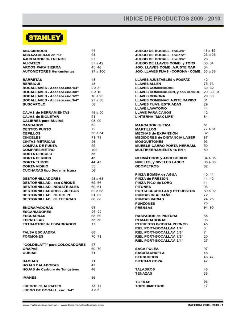 Stanley Tools CATALOGO PDF | PDF