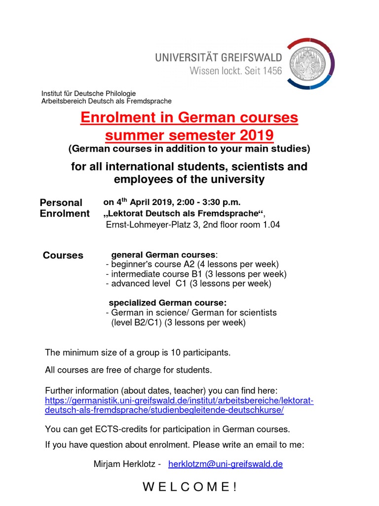German Courses for Int'l Students | PDF