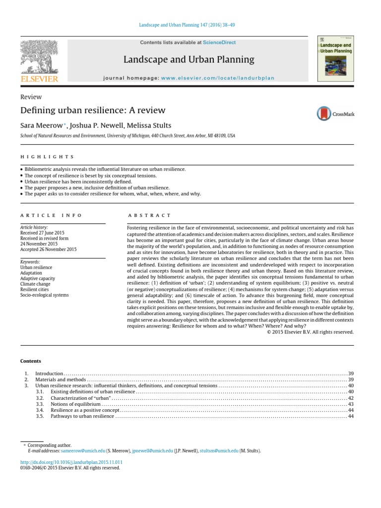 Defining Urban Resilience: A Review | PDF | Ecological Resilience | Hazards