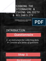 Designing The Questionnaire & Establishing Validity & Reliability