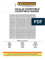 Sopa de Letras de Countable and Uncountable Nouns PDF