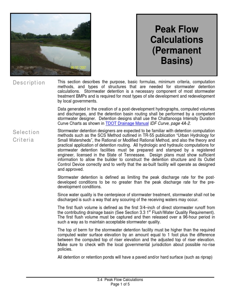 Peak Flow Calculations | PDF | Stormwater | Environmental Engineering