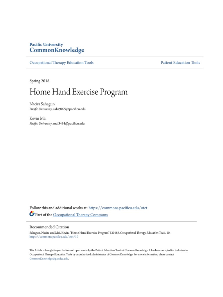 Home Hand Exercise Program for OA | PDF