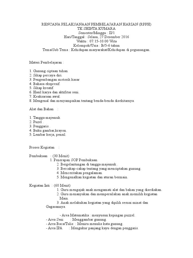 RPPH Tema Kehidupan Masyarakat 3M