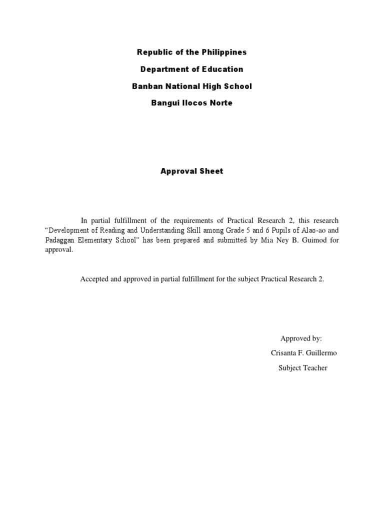 Approval Sheet for Research Paper | PDF