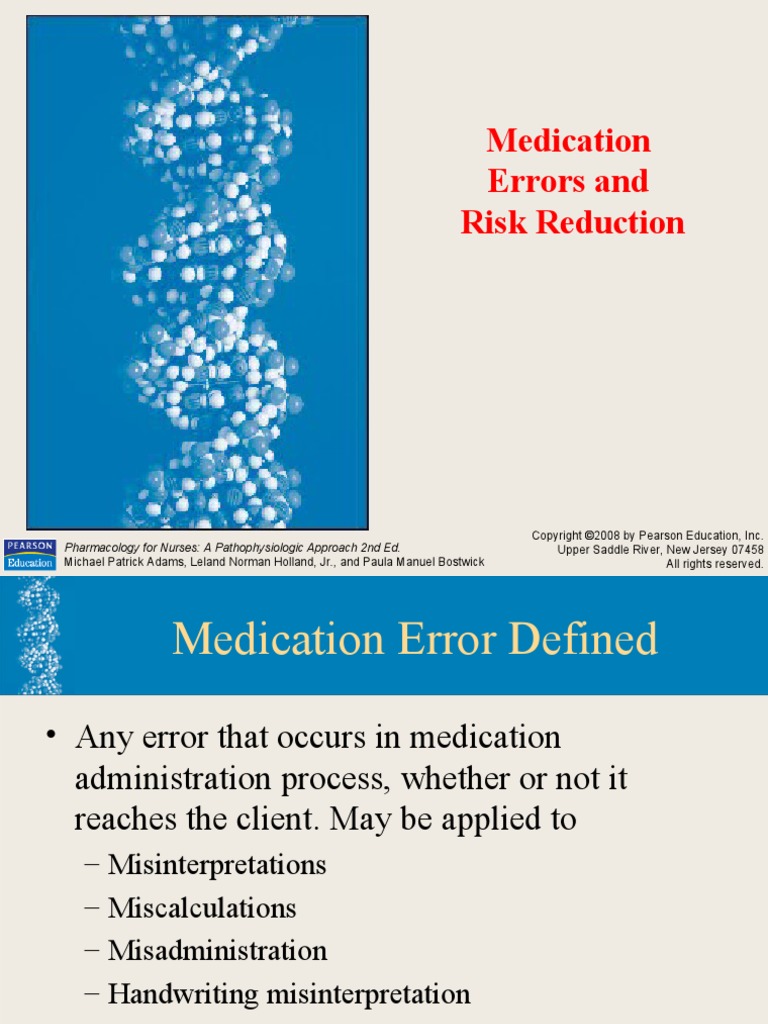 Medication Errors and Risk Reduction: Upper Saddle River, New Jersey ...