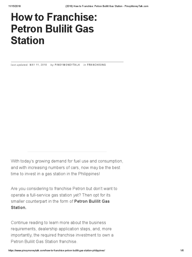 18) How To Franchise - Petron Bulilit Gas Station  PDF