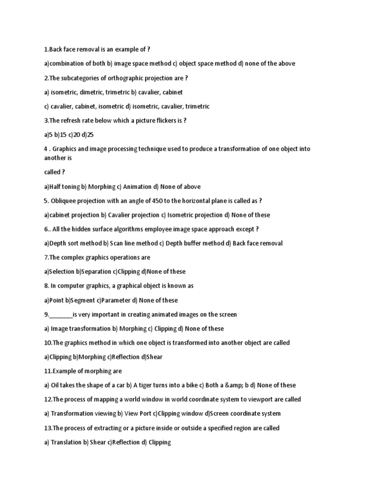 Computer Graphics Mcq Computer Graphics Areas Of Computer Science