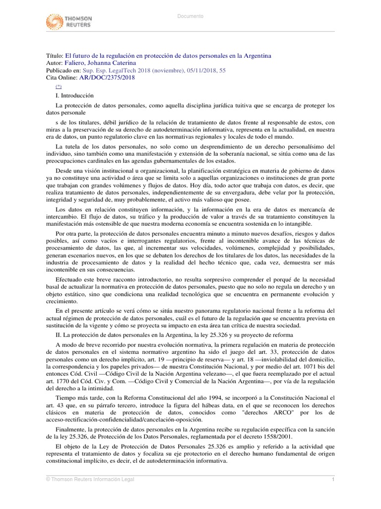 El Futuro de La Regulación en Protección de Datos Personales en La ...